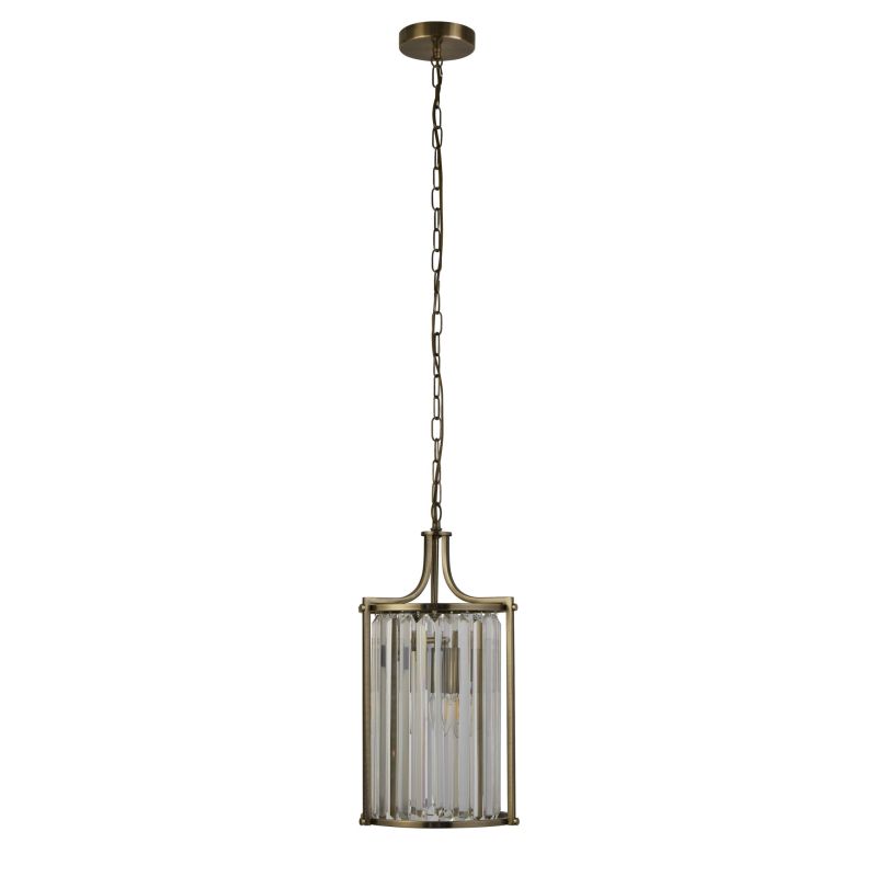 Searchlight-8092-2AB - Victoria - Antique Brass 2 Light Pendant with Crystal