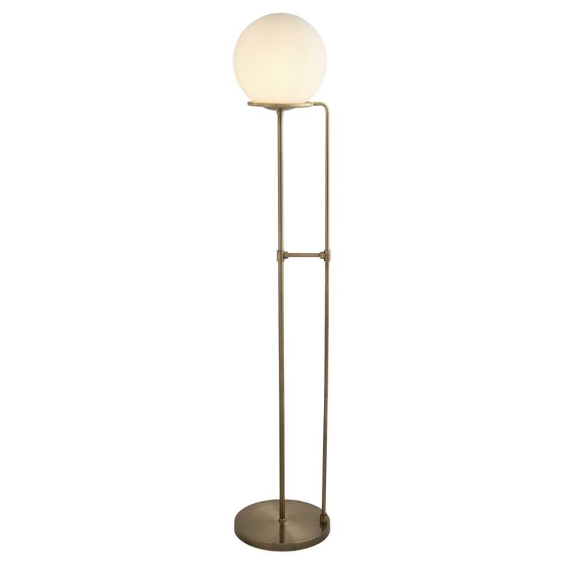Searchlight-8093AB - Sphere - White Glass & Antique Brass Floor Lamp