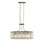 Victoria - Antique Brass 5 Light over Island Fitting with Crystal Victoria - Antique Brass 5 Light over Island Fitting with Crystal