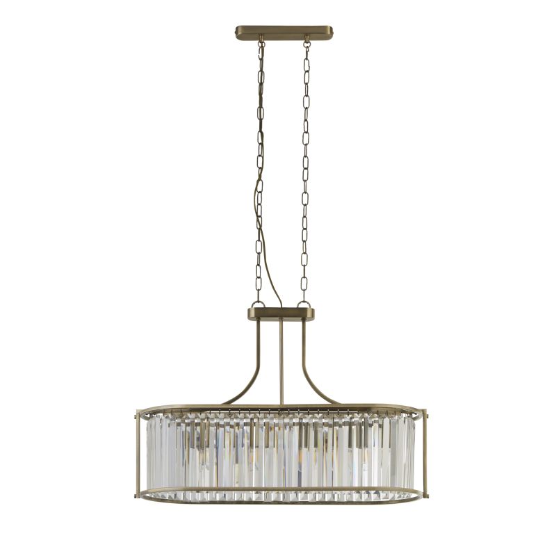 Searchlight-8095-5AB - Victoria - Antique Brass 5 Light over Island Fitting with Crystal