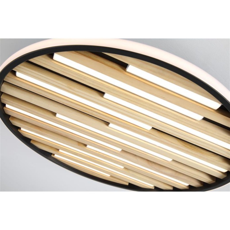 Searchlight-80980-49BK - Equalise - Black & Wood LED Flush