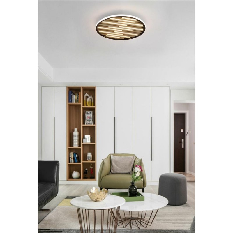 Searchlight-80980-49BK - Equalise - Black & Wood LED Flush