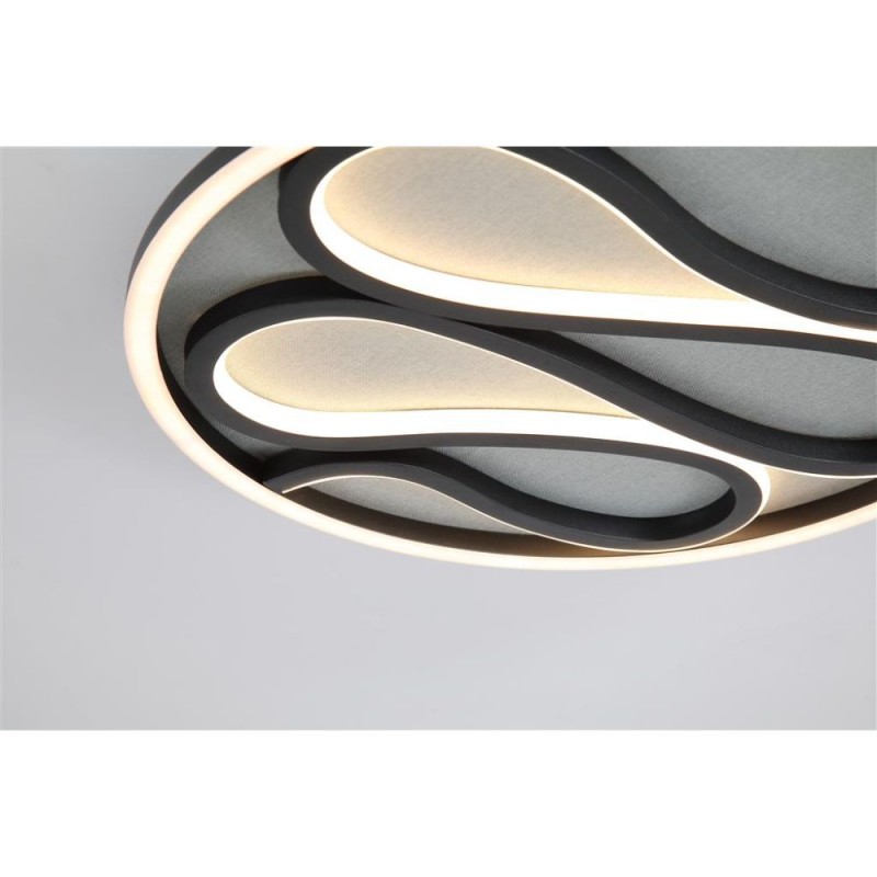 Searchlight-81100-39BK - Zendisc - Matt Black LED Flush with Beige Fabric Diffuser