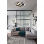 Zendisc - Matt Black LED Flush with Beige Fabric Diffuser
