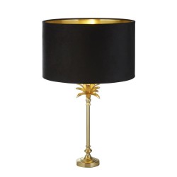 Palm - Satin Brass Table Lamp with Black & Gold Velvet Shade