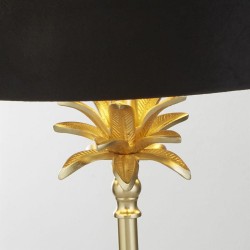 Palm - Satin Brass Table Lamp with Black & Gold Velvet Shade