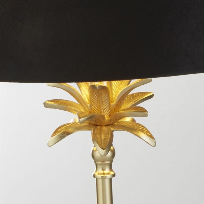Searchlight-81212BK - Palm - Satin Brass Table Lamp with Black & Gold Velvet Shade