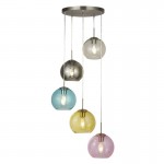 Mardi Gras - Multicoloured Glass with Satin Silver 5 Light Cluster Pendant Mardi Gras - Multicoloured Glass with Satin Silver 5 Light Cluster Pendant