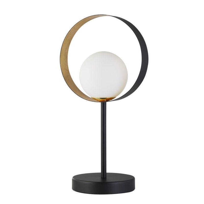 Searchlight-8141BGO - Orbital - Opal Glass Shade & Black, Gold Leaf Table Lamp