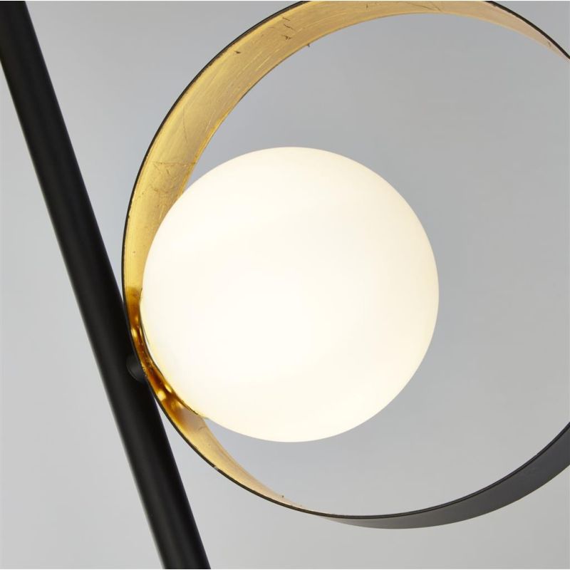 Searchlight-8143BGO - Orbital - Opal Glass Shade & Black, Gold Leaf 3 Light Floor Lamp