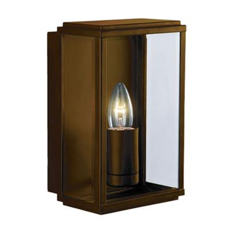 Searchlight-8204RUS - Box - Rustic Brown with Clear Glass Lantern Wall Lamp