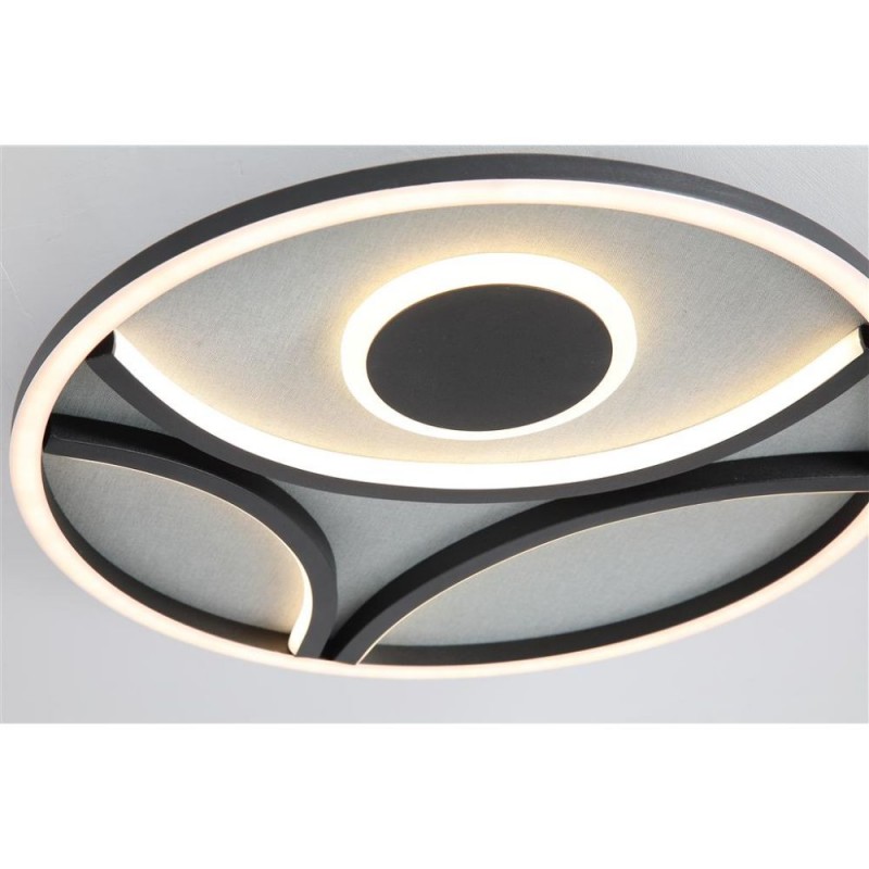 Searchlight-82100-39BK - Zendisc - Matt Black LED Flush with Beige Fabric Diffuser