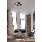 Zendisc - Matt Black LED Flush with Beige Fabric Diffuser