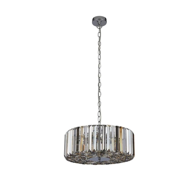 Searchlight-82101-5CC - Chapeau - Chrome 5 Light Pendant with Clear, Smoky, Amber Crystal