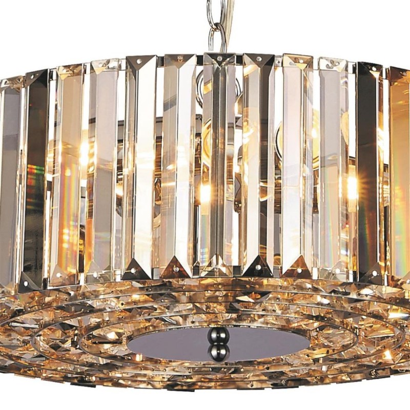 Searchlight-82101-5CC - Chapeau - Chrome 5 Light Pendant with Clear, Smoky, Amber Crystal