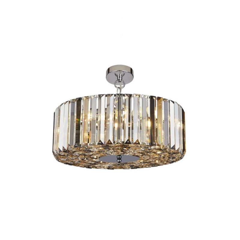 Searchlight-82101-5CC - Chapeau - Chrome 5 Light Pendant with Clear, Smoky, Amber Crystal