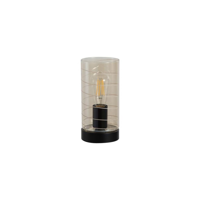 Searchlight-82329AM - Broughton - Black Table Lamp with Amber Glass