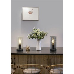 Broughton - Black Table Lamp with Smoked Glass