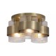 Searchlight-82345-3AB - Royal - Antique Brass 3 Light Semi Flush with Clear Ribbed Glass