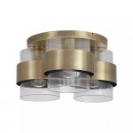 Royal - Antique Brass 3 Light Semi Flush with Clear Ribbed Glass