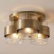 Searchlight-82345-3AB - Royal - Antique Brass 3 Light Semi Flush with Clear Ribbed Glass