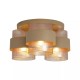 Searchlight-82345-3SA - Royal - Sand 3 Light Semi Flush with Amber Ribbed Glass