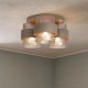 Searchlight-82345-3SA - Royal - Sand 3 Light Semi Flush with Amber Ribbed Glass
