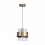 Royal - Antique Brass Pendant with Clear Ribbed Glass