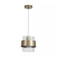 Searchlight-82431-1AB - Royal - Antique Brass Pendant with Clear Ribbed Glass