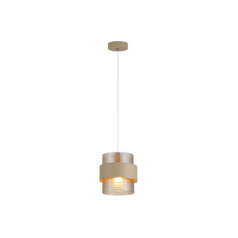 Searchlight-82431-1SA - Royal - Sand Pendant with Amber Ribbed Glass