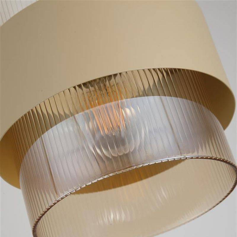 Searchlight-82431-1SA - Royal - Sand Pendant with Amber Ribbed Glass