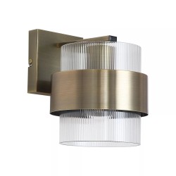 Royal - Antique Brass Wall Lamp with Clear Ribbed Glass