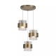 Searchlight-82433-3AB - Royal - Antique Brass 3 Light Cluster Pendant with Clear Ribbed Glass