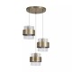 Searchlight-82433-3AB - Royal - Antique Brass 3 Light Cluster Pendant with Clear Ribbed Glass