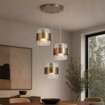 Royal - Antique Brass 3 Light Cluster Pendant with Clear Ribbed Glass