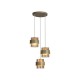 Searchlight-82433-3SA - Royal - Sand 3 Light Cluster Pendant with Amber Ribbed Glass