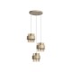 Searchlight-82433-3SA - Royal - Sand 3 Light Cluster Pendant with Amber Ribbed Glass