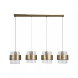 Royal - Antique Brass 4 Light over island Fitting with Clear Ribbed Glass