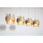 Royal - Sand 4 Light over island Fitting with Amber Ribbed Glass