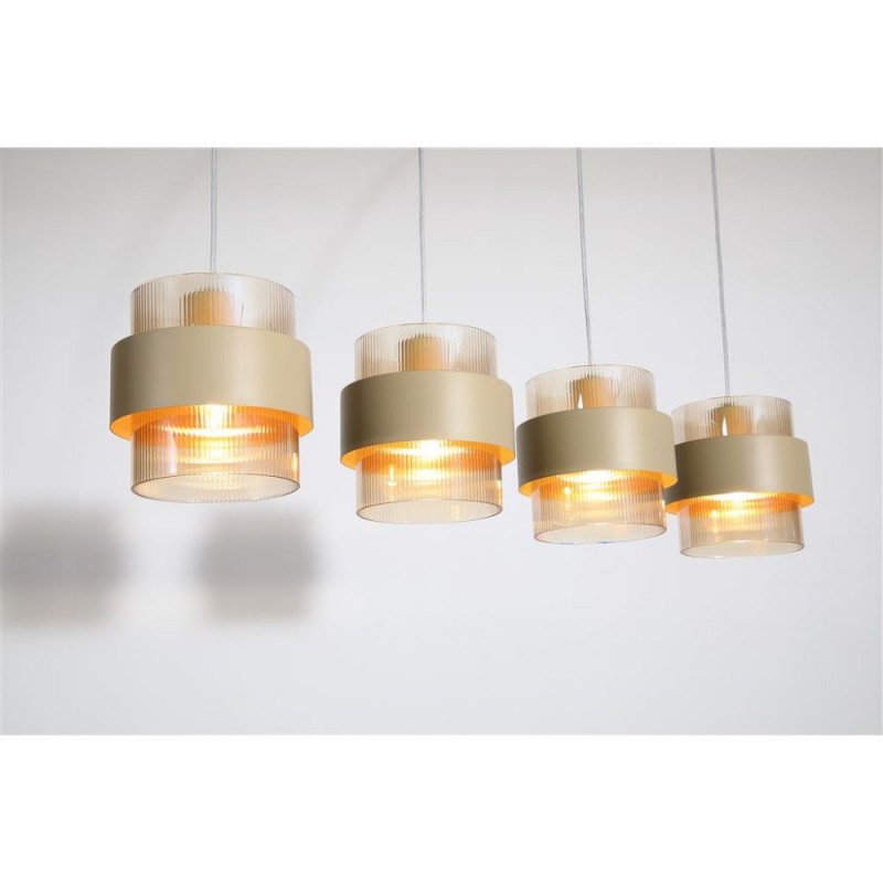 Searchlight-82434-4SA - Royal - Sand 4 Light over island Fitting with Amber Ribbed Glass