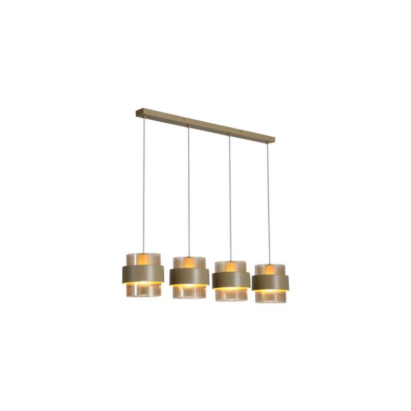 Searchlight-82434-4SA - Royal - Sand 4 Light over island Fitting with Amber Ribbed Glass