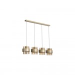 Royal - Sand 4 Light over island Fitting with Amber Ribbed Glass