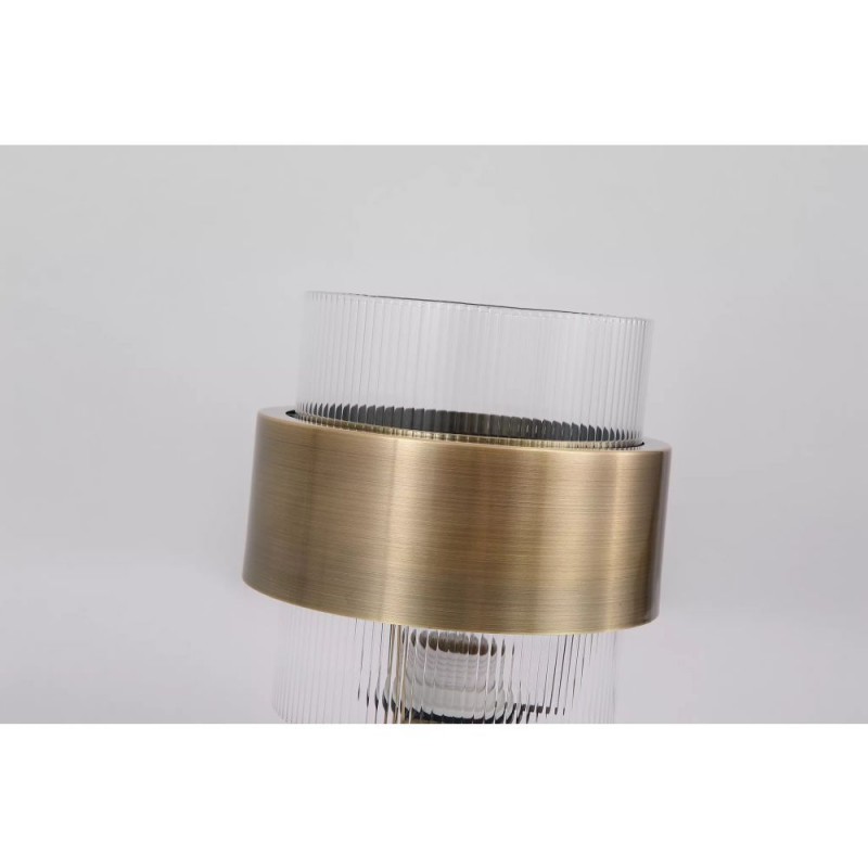 Searchlight-82437-1AB - Royal - Antique Brass Table Lamp with Clear Ribbed Glass