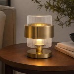 Royal - Antique Brass Table Lamp with Clear Ribbed Glass
