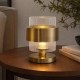 Searchlight-82437-1AB - Royal - Antique Brass Table Lamp with Clear Ribbed Glass