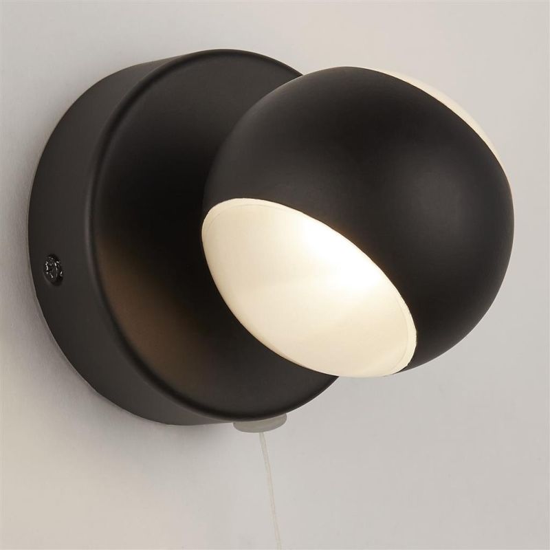 Searchlight-83201-1BK - Flare - Matt Black & Opal Up&Down Single Wall Lamp