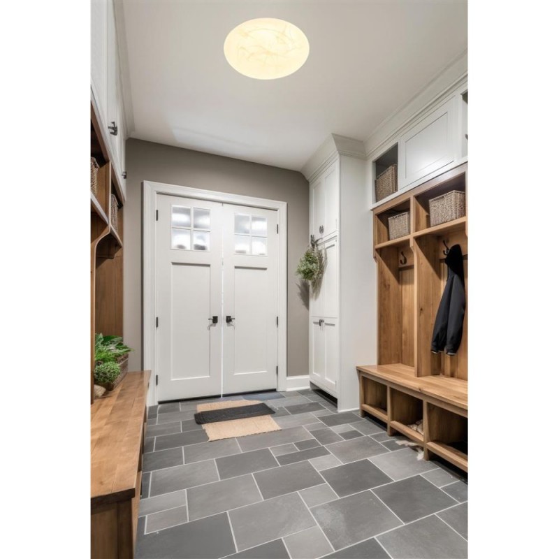 Searchlight-83829-40WH - Maya - White Marbled LED Flush Ø 40 cm