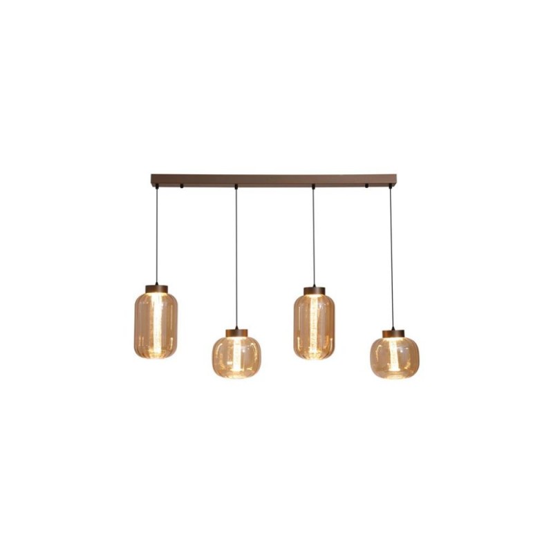 Searchlight-84510-4AM - Lille - LED Latte 4 Light over Island Fitting with Amber Ribbed Glass