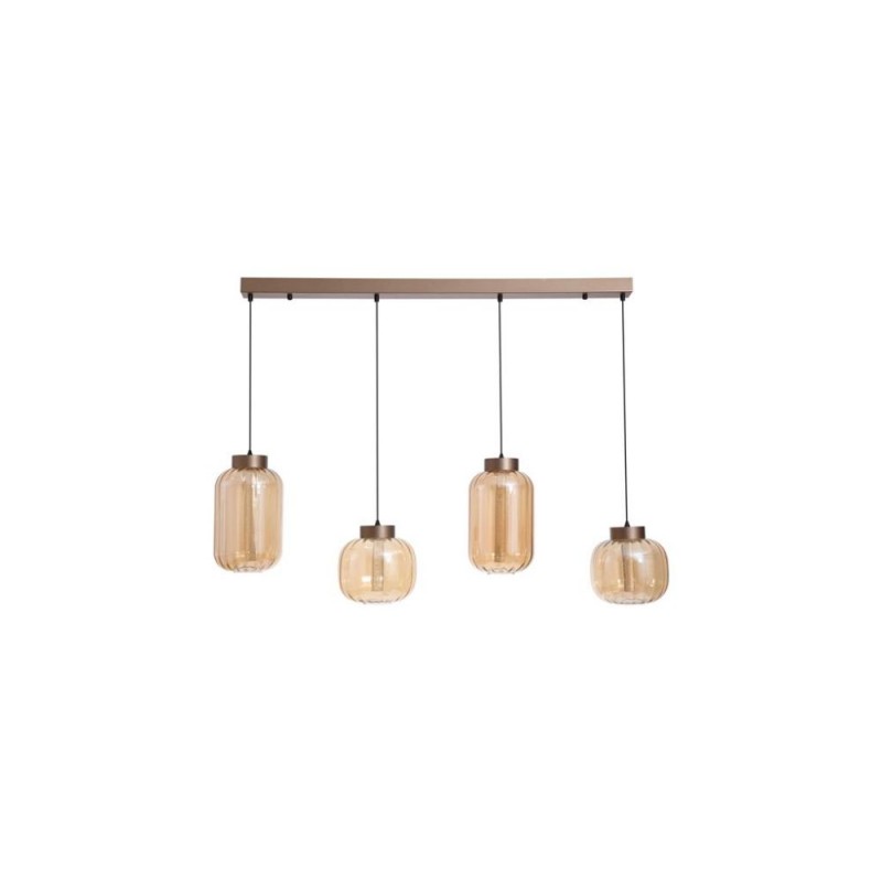 Searchlight-84510-4AM - Lille - LED Latte 4 Light over Island Fitting with Amber Ribbed Glass