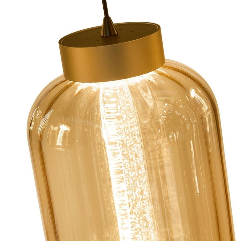 Searchlight-84510-4AM - Lille - LED Latte 4 Light over Island Fitting with Amber Ribbed Glass